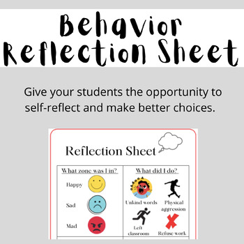 Preview of Behavior Reflection Think Sheet