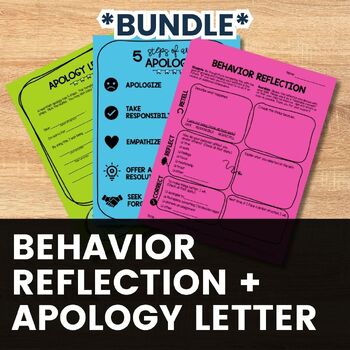 Preview of Behavior Reflection (Think Sheet) & Apology Letter Bundle