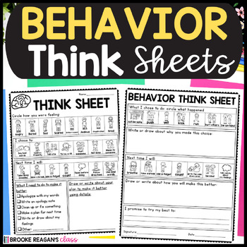 Preview of Behavior Reflection Think Sheets {Classroom Management- Restorative Practices}
