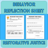 Behavior Reflection Worksheet, Behavior Think Sheet, Resto