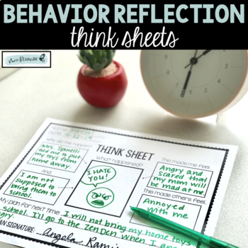 Preview of Behavior Reflections | Think Sheets