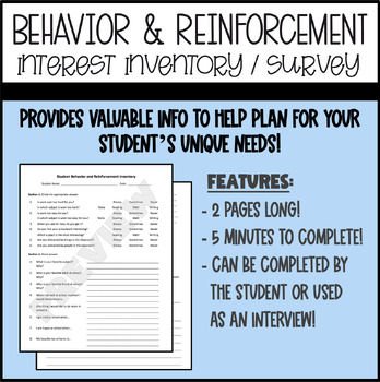 Preview of Behavior & Reinforcement Interest Inventory / Survey