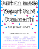 Behavior Report Card Comments for Grades 1, 2, and 3