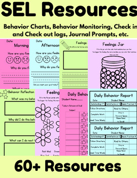Preview of Behavior Resources- Charts, Goal Sheets, Reflection Sheets, SEL, Zones, Feelings
