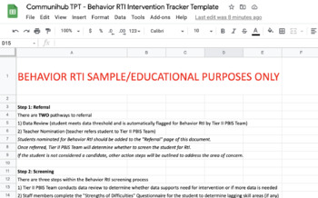 Preview of Behavior Response-to-Intervention Student Data Tracking 