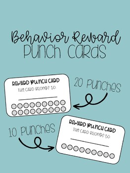 Behavior Reward Punch Cards Making Good Choices Digital Down