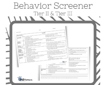 Preview of Behavior Screener RTI