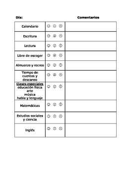 Preview of Behavior Sheet - Spanish