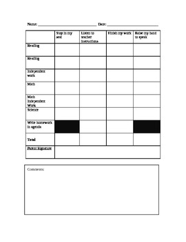 Preview of Behavior Sheet- custom behaviors