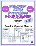 Behavior Skills Printables for Students with Autism SAMPLER