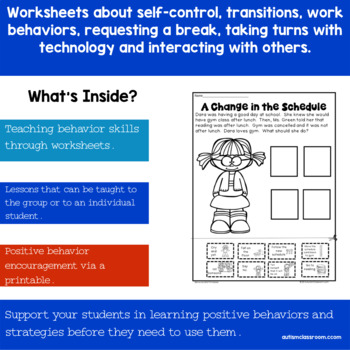 Behavior Skills Printables For Students With Autism Similar Special Needs