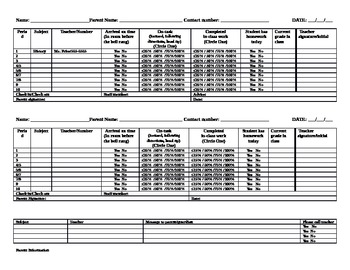 Preview of Behavior Slip-Check in/Check out slip