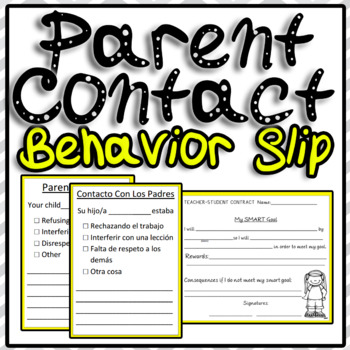 Preview of Behavior Slip Parent Contact English/ Spanish Translation 