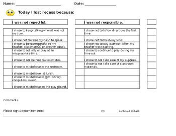 Preview of Behavior Slip Respectful Responsible & Safe  EDITABLE