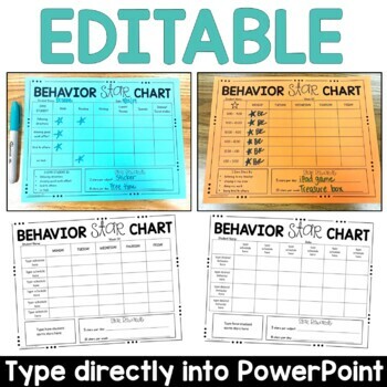 Behavior Star Charts: Targeted Behavior Charts (Editable) by Brooke Reagan