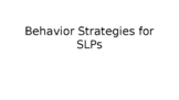 Behavior Strategies Professional Development (PD)