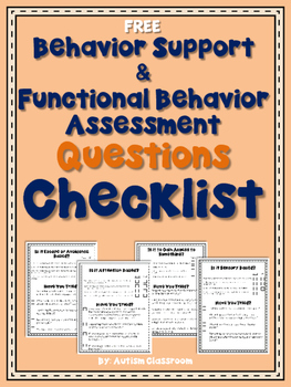 Preview of Free Behavior Support & Functional Behavior Assessment Checklist (Free)