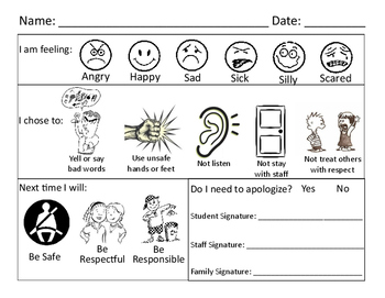 Preview of Behavior Think / Reflection Sheets