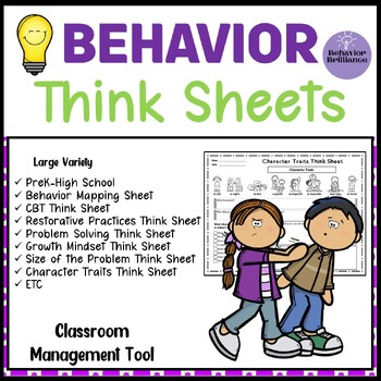 Preview of Behavior Think Reflection Sheets for Preschool - Secondary School