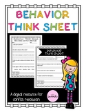 Behavior Think Sheet and Apology Templates