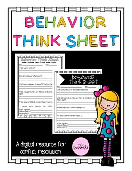 Preview of Behavior Think Sheet and Apology Templates