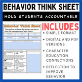Behavior Think Sheet (Digital and PDF)