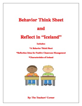 Preview of Behavior Think Sheet and Reflect in "Iceland"