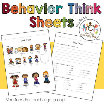 Preview of Behavior Think Sheets