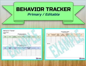 Preview of Behavior Tracker | Editable | Primary Levels