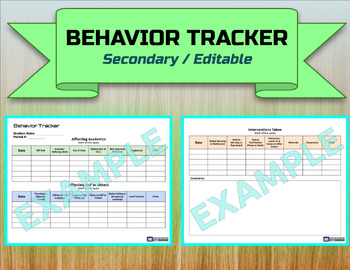 Preview of Behavior Tracker | Editable | Secondary Levels