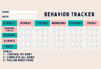 Preview of Behavior Tracker - Weekly/Daily CUSTOMIZABLE