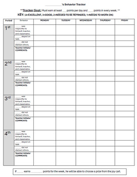 Preview of Behavior Tracker for Students