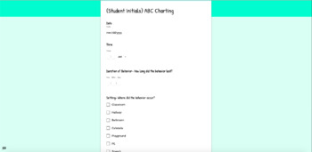 Preview of Behavior Tracking Google Form- ABC data