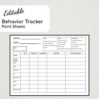 Preview of Behavior Tracking Point Sheet for BIP Progress Monitoring