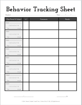 Behavior Tracking Sheet by Teacher Turned Tutor | TpT