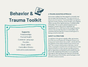Preview of Behavior & Trauma Toolkit