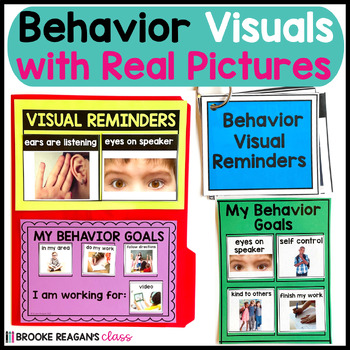 Preview of Behavior Visual Supports: Behavior Expectation Reminders & Goals Real Pictures