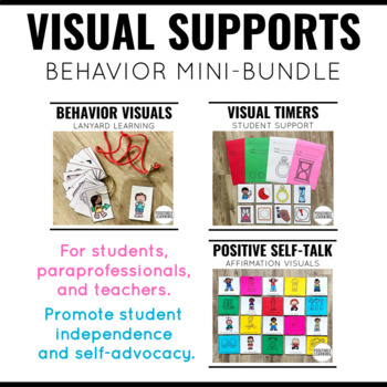 Preview of Behavior Visual Supports Bundle | Positive Cue Cards for Special Ed Autism