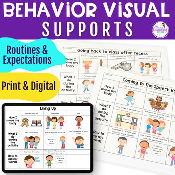 Preview of Behavior Visuals Teach Daily Routines & Expectations Lanyard & Visual Cue Cards