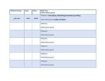 Preview of Behavior and Intervention Tracking