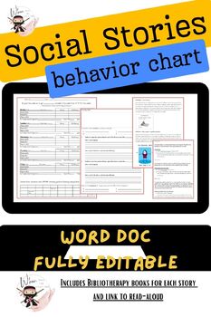 Preview of Behavior Chart with Social Stories and Bibliotherapy Book Links