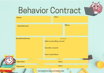 Preview of Behavior contract / agreement for elementary and middle school kids