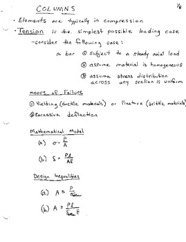 Preview of Behavior of Columns Using Elementary Calculus