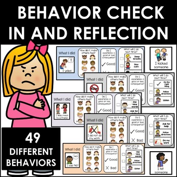 Preview of Behavior reflection check in self regulation social skills activities SEL