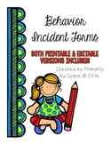 Behavioral Incident Report Form (Printable & Editable)