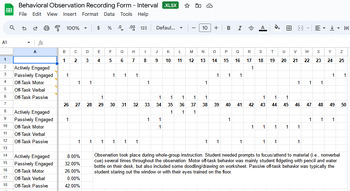 Preview of Behavioral Observation Recording Form (Interval Recording)