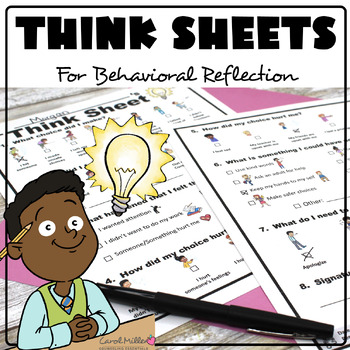 Preview of Behavior Reflection Think Sheet |  Restorative Practice | Classroom Management