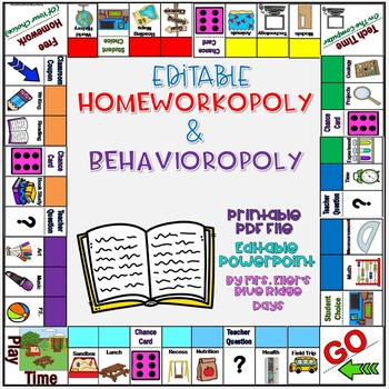 Preview of Behavioropoly and Homeworkopoly - Editable and Printable