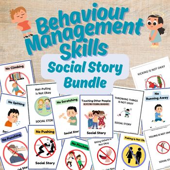 Preview of Behaviour Management Skills: Social Story Bundle | Behaviour Skills Lessons