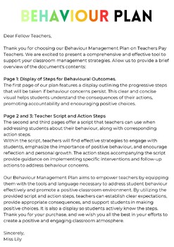 Preview of Behaviour Management Plan- steps for changing student behaviour